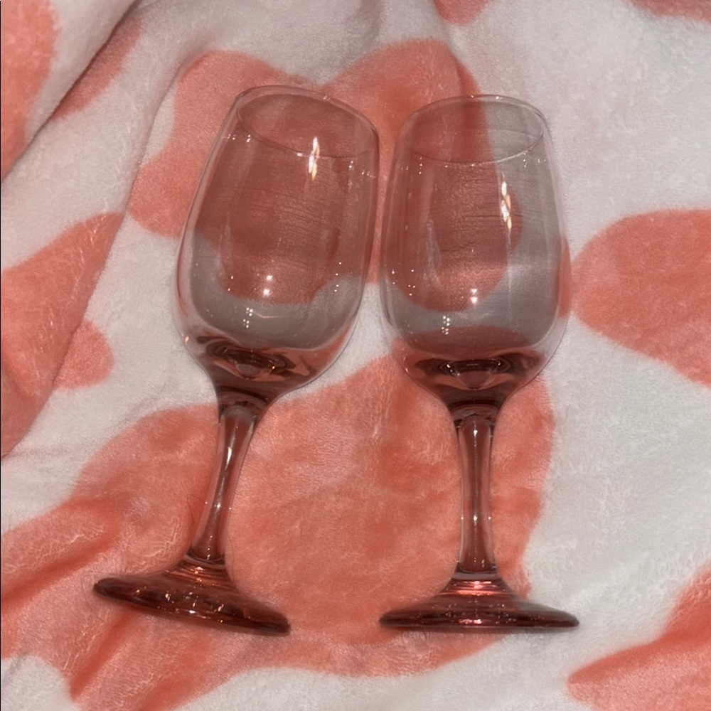 Vintage Pink Wine Glass pair